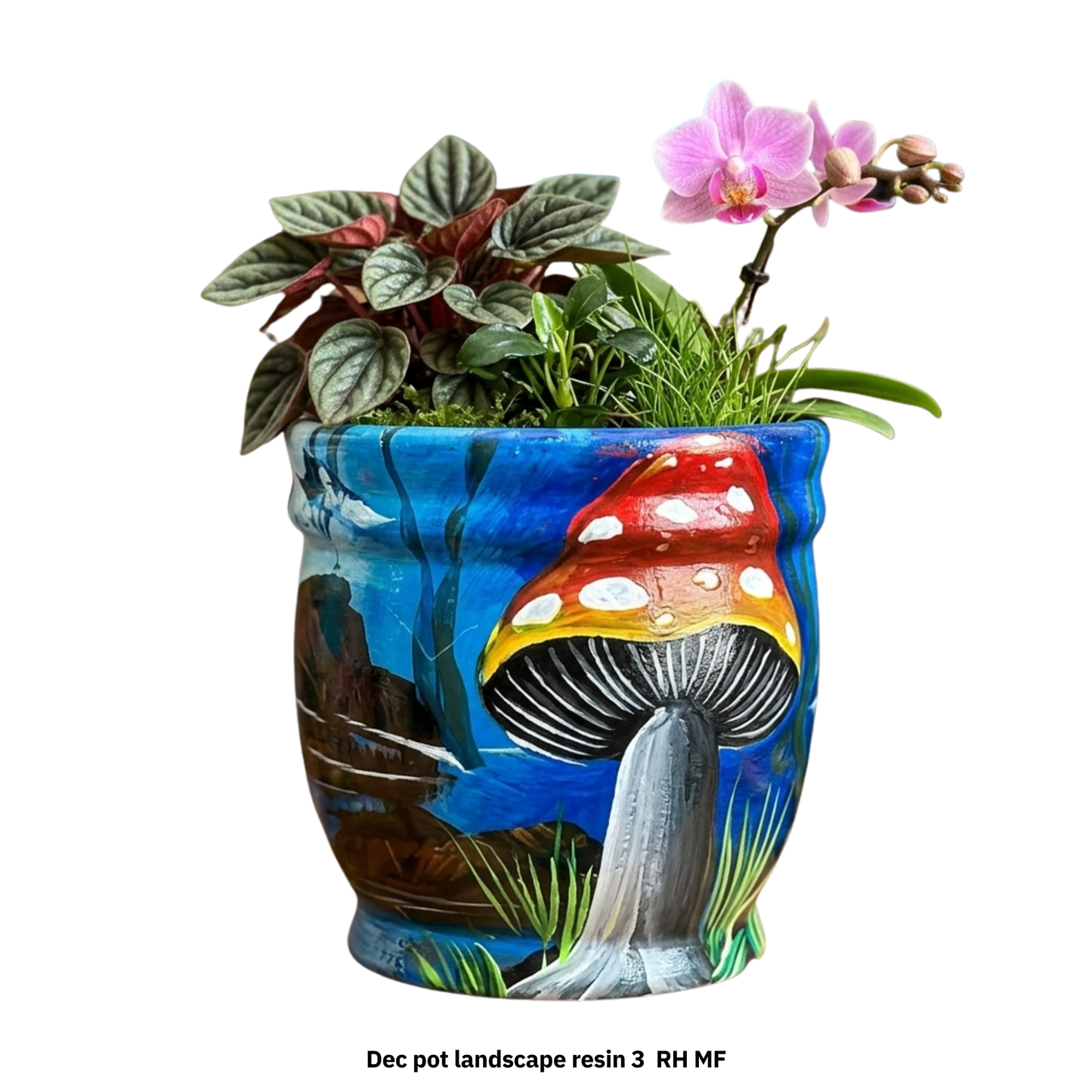 Whimsical Mushroom Barril Planter