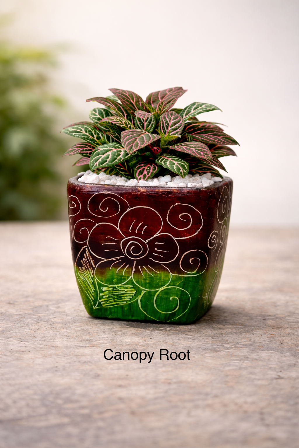 Colombian Artisan Hand-Painted Multicolor Square Clay Pot