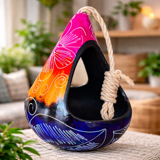 Multicolor Hanging Ceramic Gourd Planter