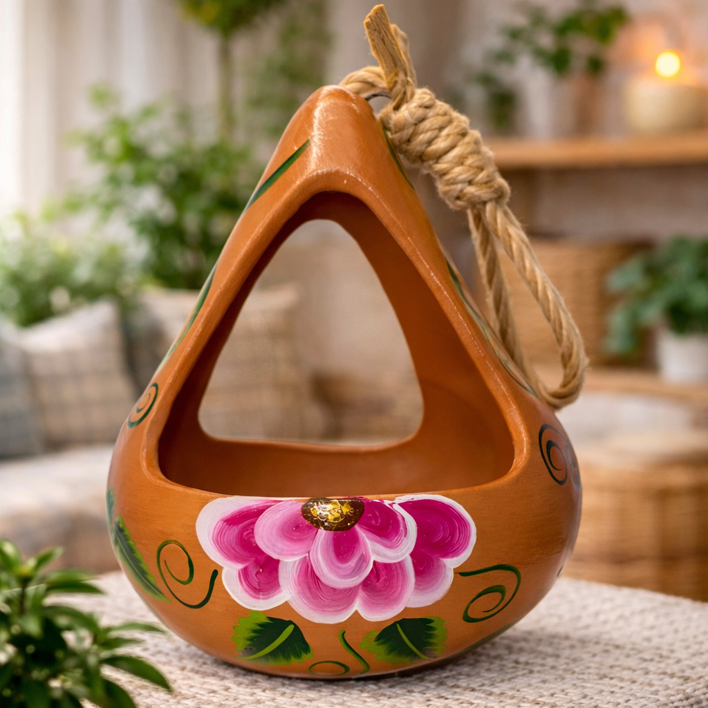 Floral Hanging Ceramic Gourd Planter