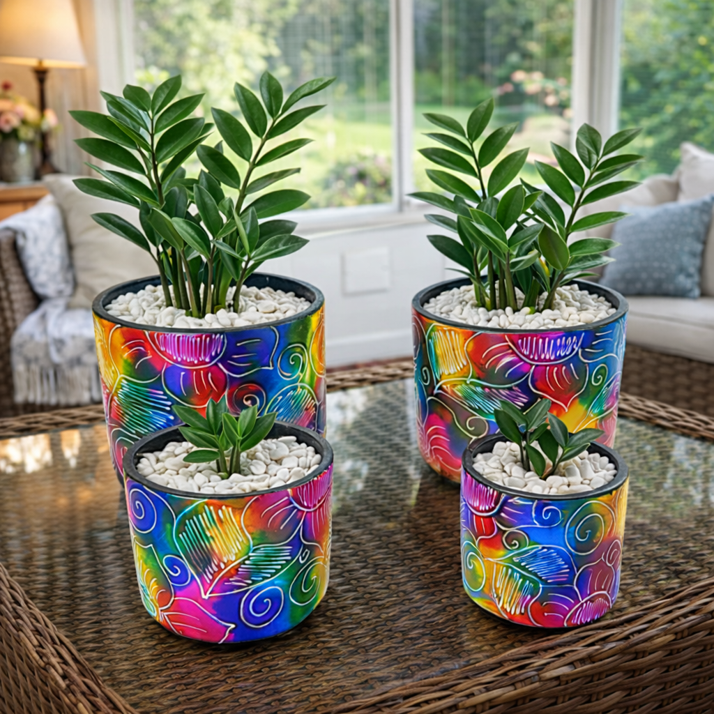 Multicolored Succulent Cylinder Pot