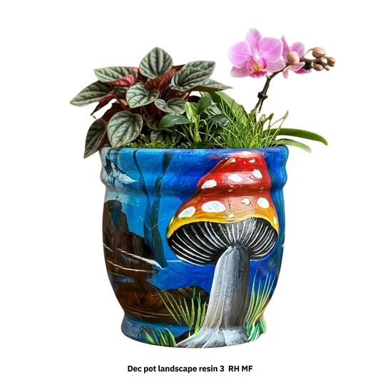 Whimsical Mushroom Barril Planter