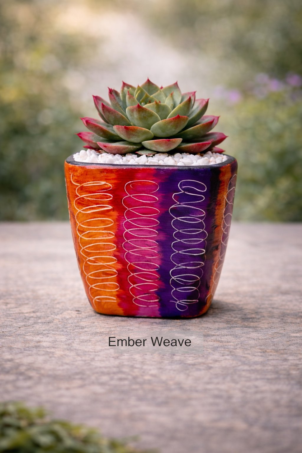 Colombian Artisan Hand-Painted Multicolor Square Clay Pot
