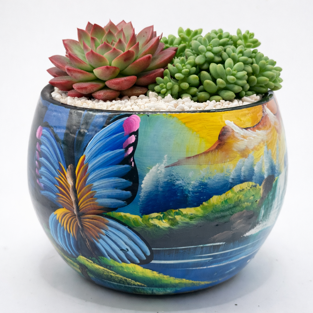 Esfera Blue Butterfly Decor/Planter