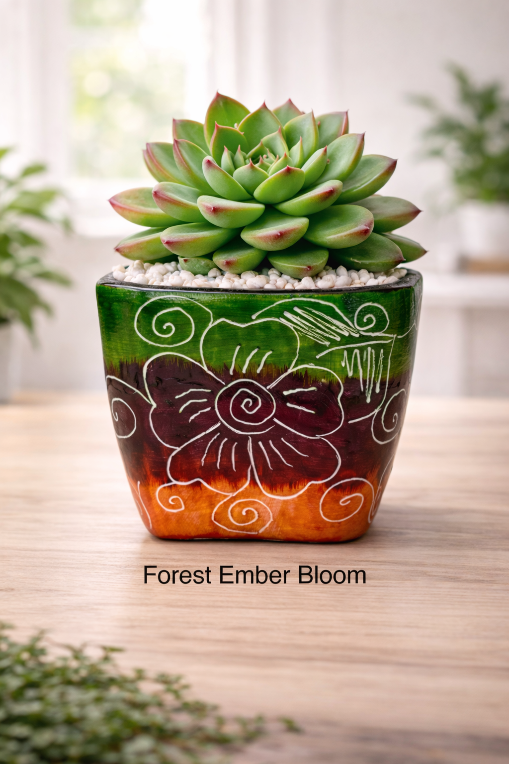 Colombian Artisan Hand-Painted Multicolor Square Clay Pot