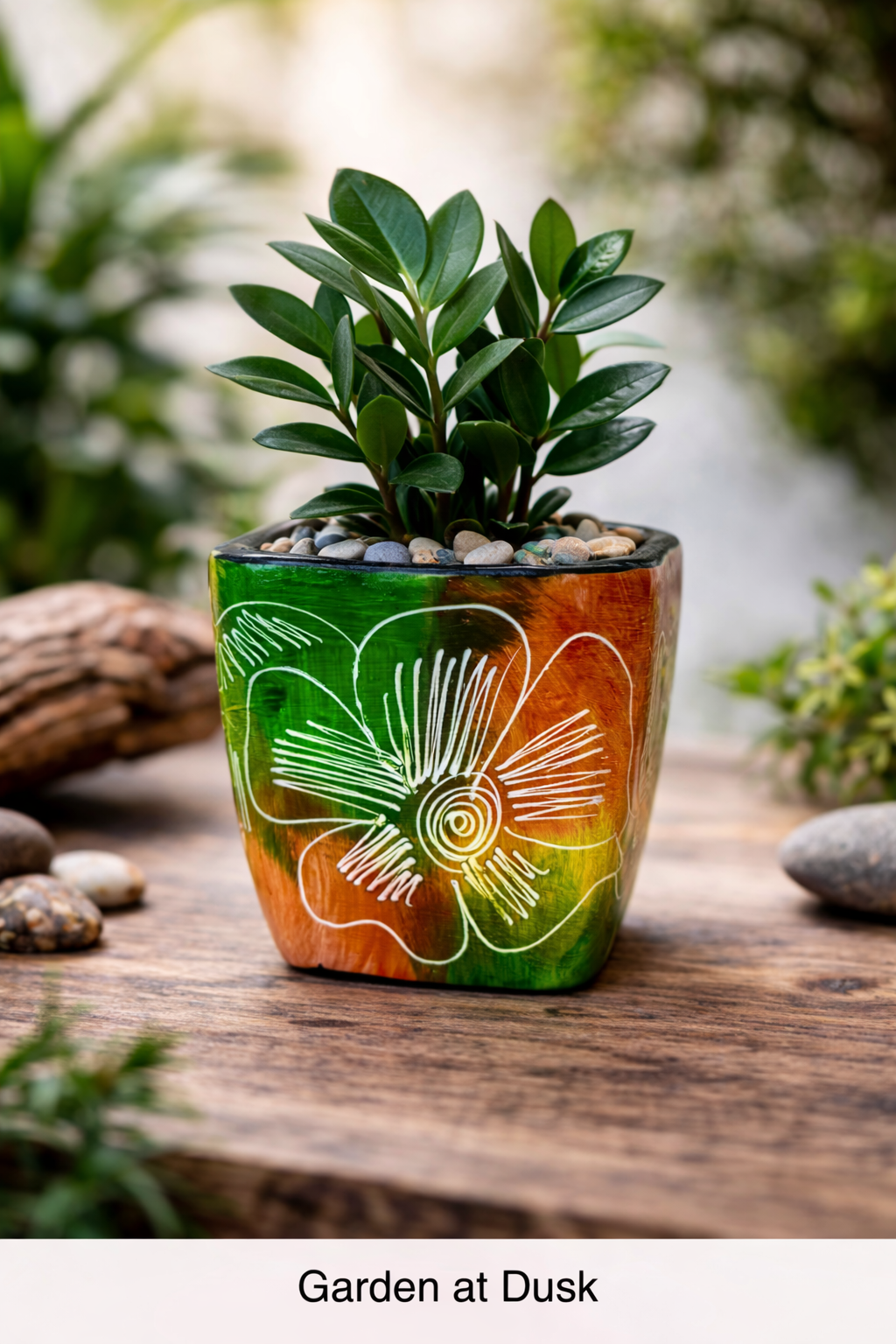 Colombian Artisan Hand-Painted Multicolor Square Clay Pot