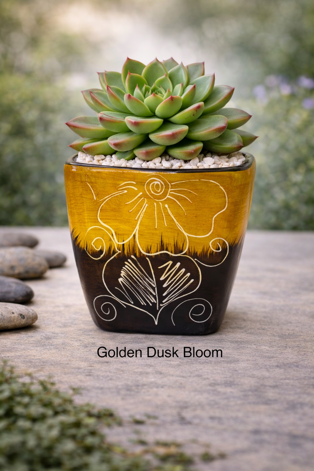 Colombian Artisan Hand-Painted Multicolor Square Clay Pot