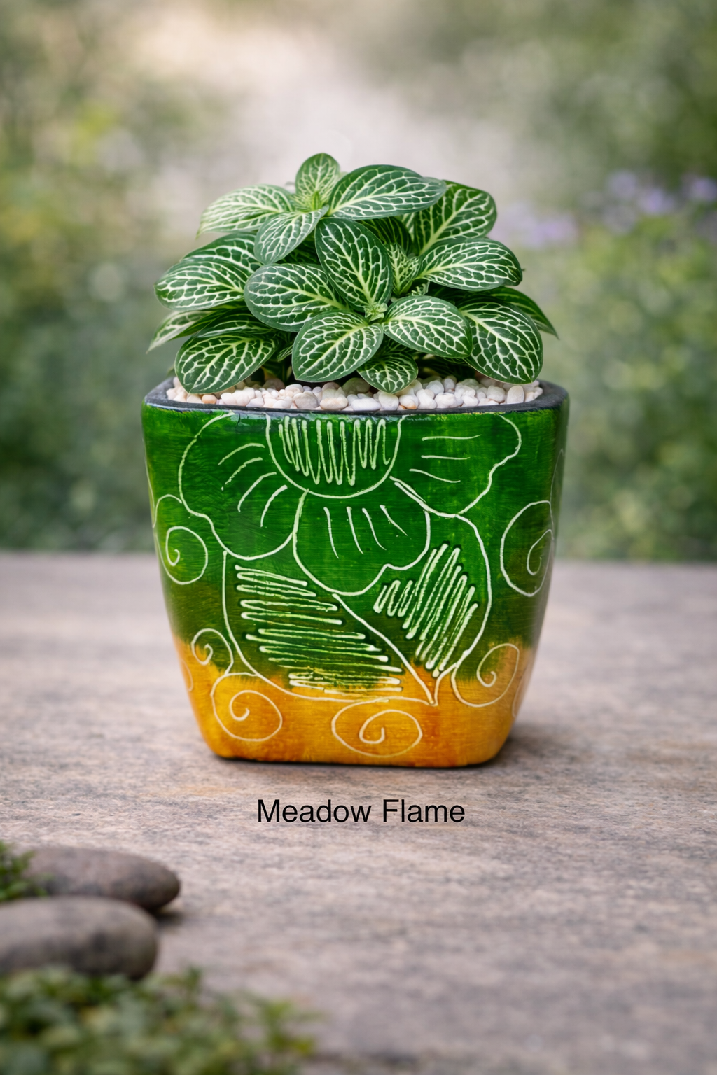 Colombian Artisan Hand-Painted Multicolor Square Clay Pot