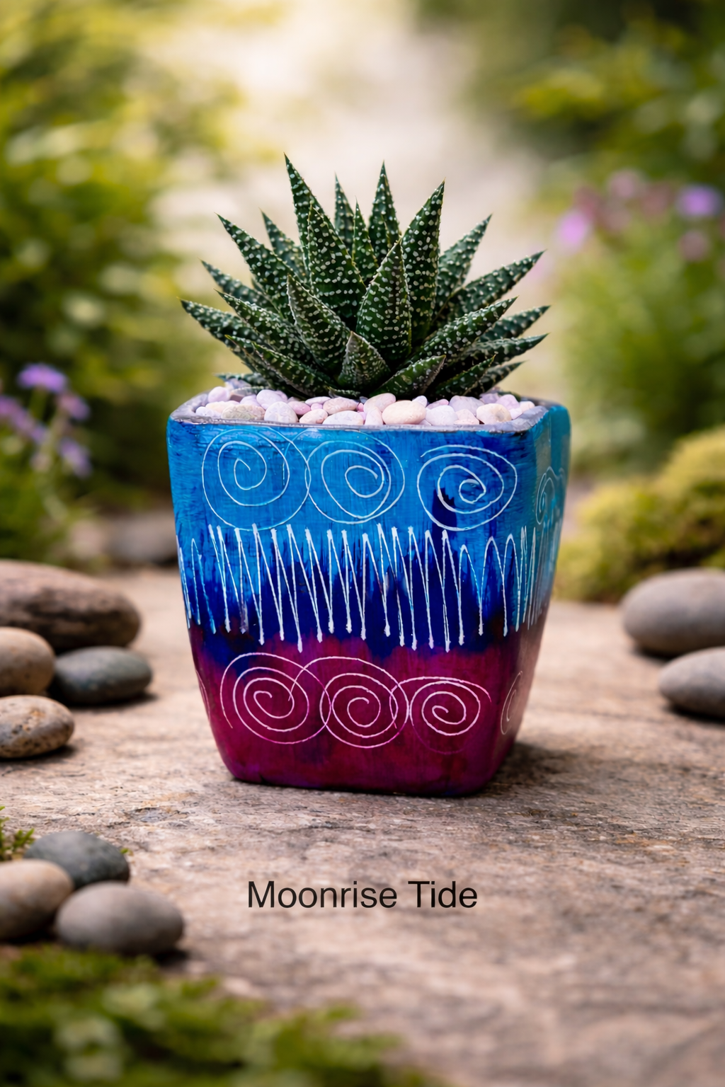 Colombian Artisan Hand-Painted Multicolor Square Clay Pot