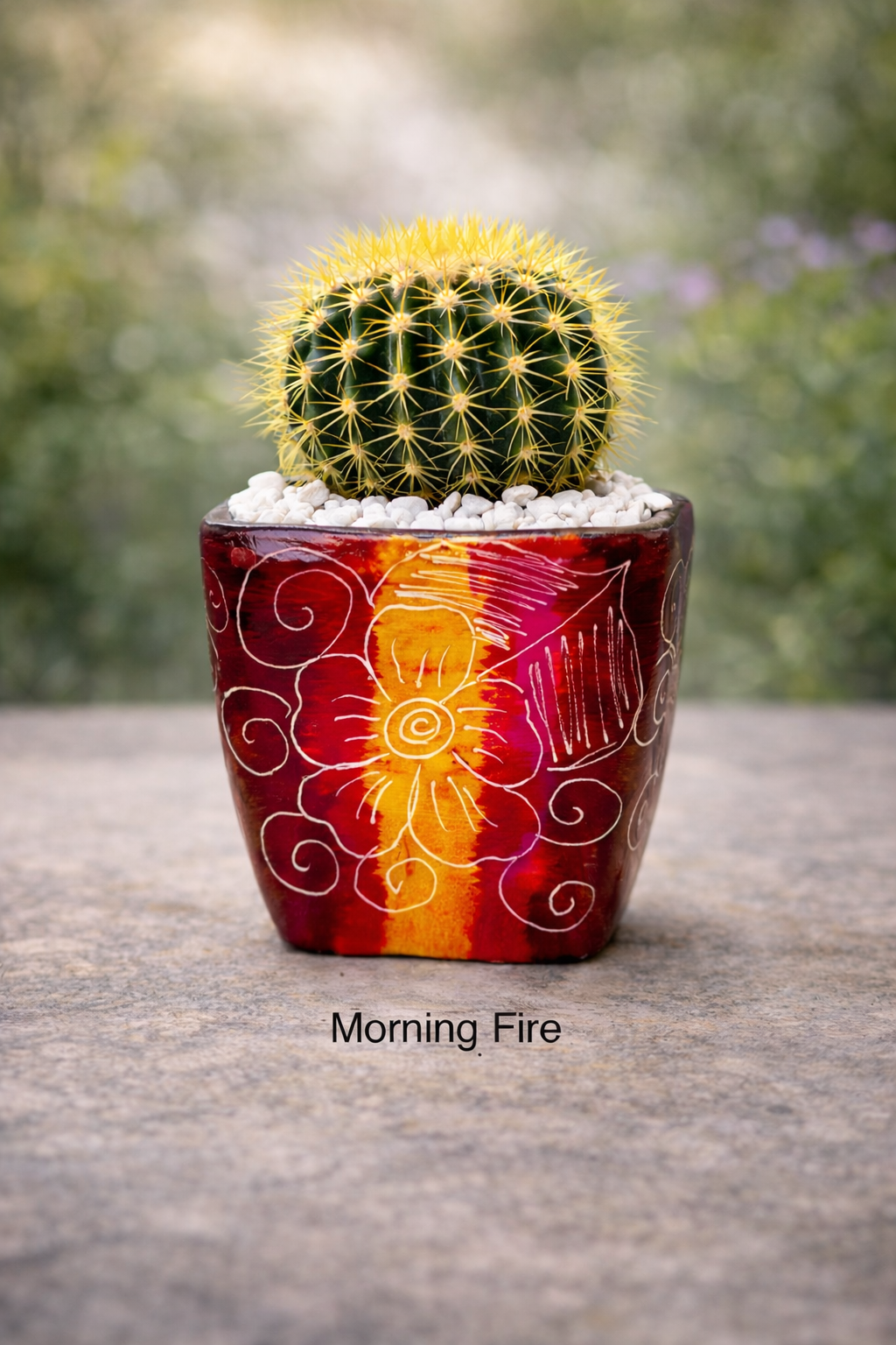 Colombian Artisan Hand-Painted Multicolor Square Clay Pot