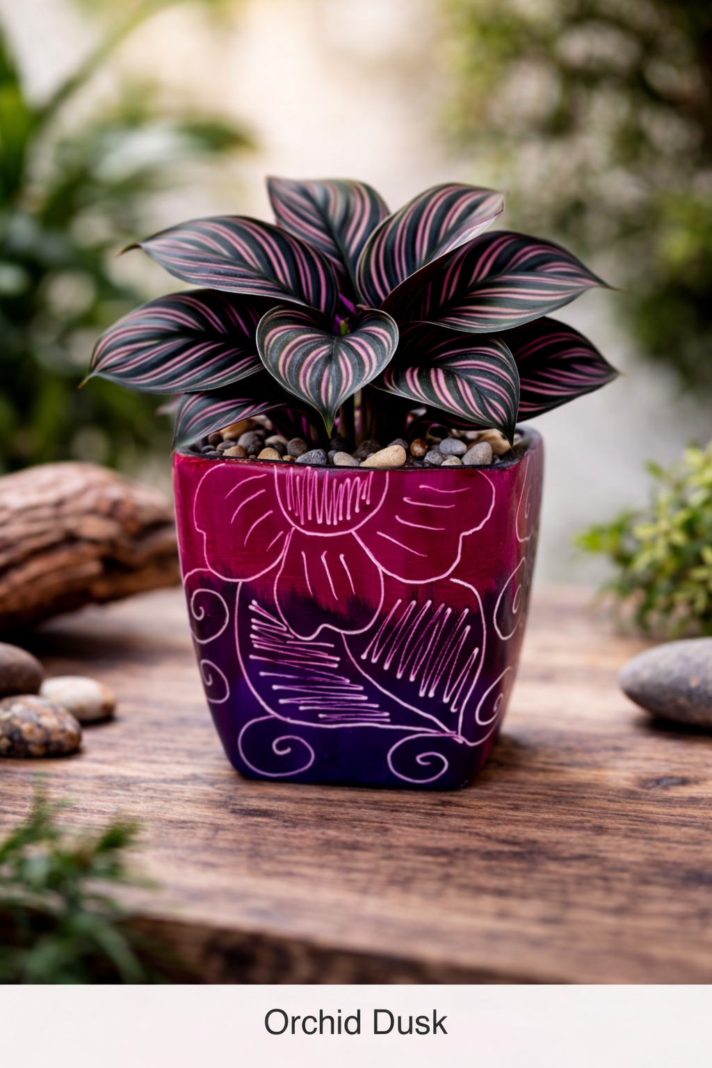 Colombian Artisan Hand-Painted Multicolor Square Clay Pot