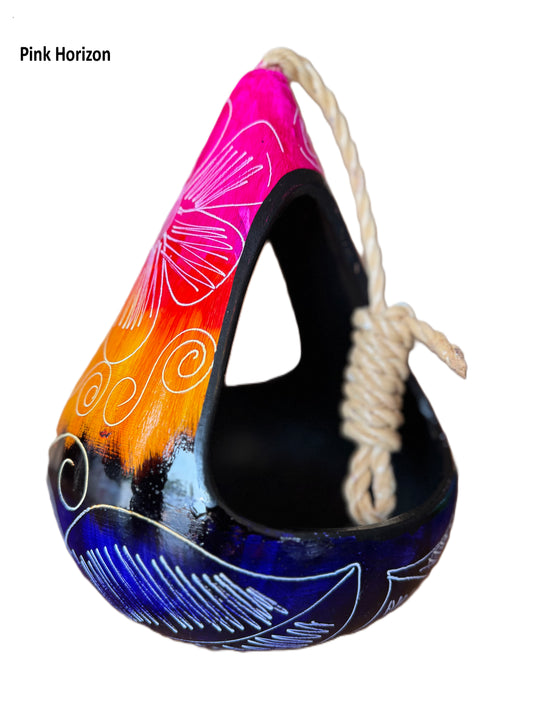 Multicolor Hanging Clay Gourd Planter