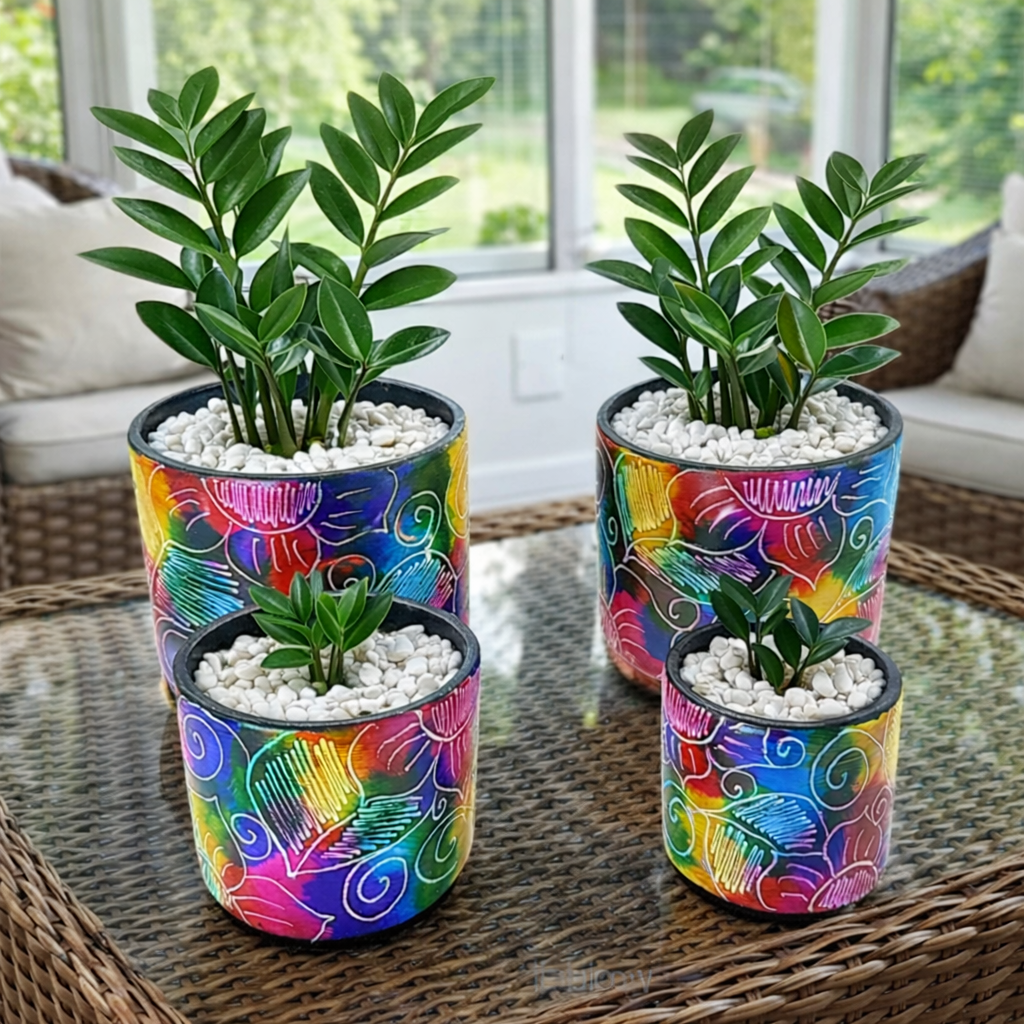 Multicolored Succulent Cylinder Pot